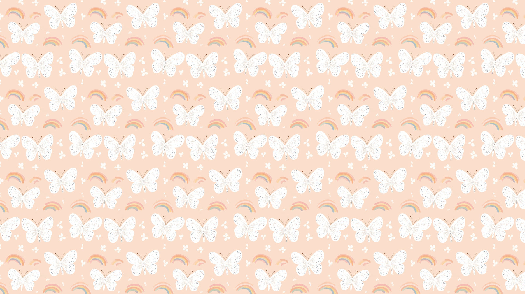 Detailed butterfly rainbow mural wallpaper design pattern on pink background by Kids-Mundo