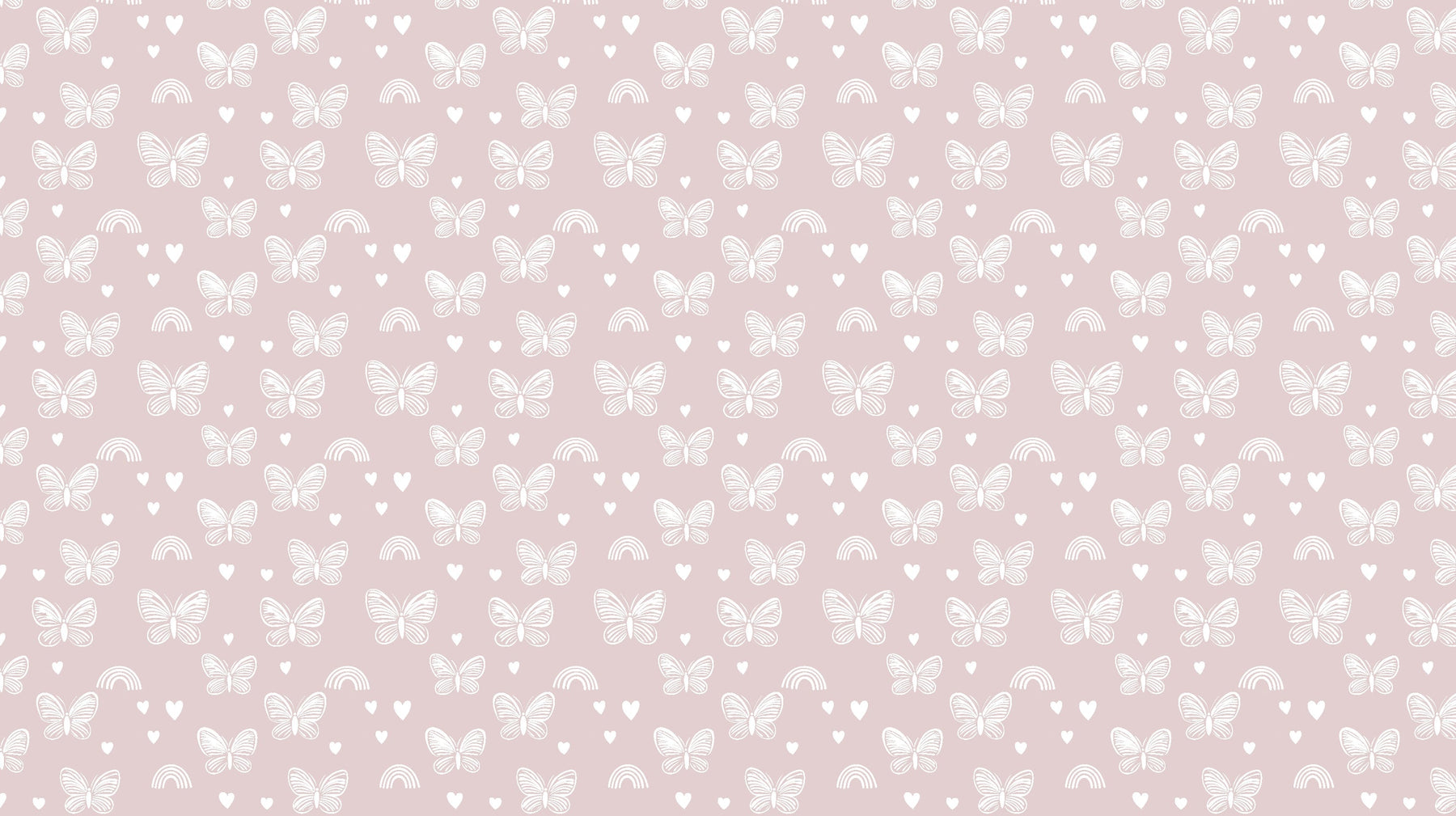 Detailed pink butterfly and rainbow mural wallpaper design pattern by Kids-Mundo
