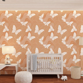 Nature-inspired butterfly mural wallpaper for serene kids room decor by Kids-Mundo
