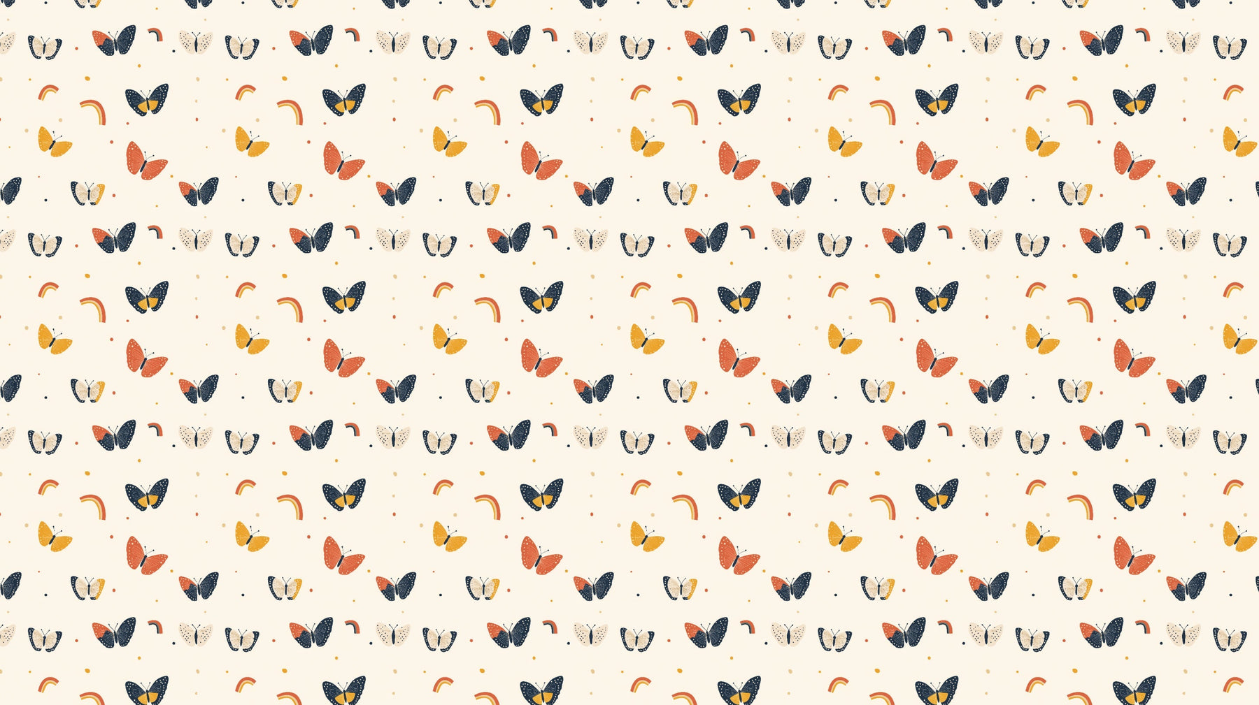 Detailed butterfly rainbow mural wallpaper design pattern with colorful motifs by Kids-Mundo