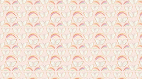 Detailed butterfly rainbow mural wallpaper design pattern with pink background by Kids-Mundo