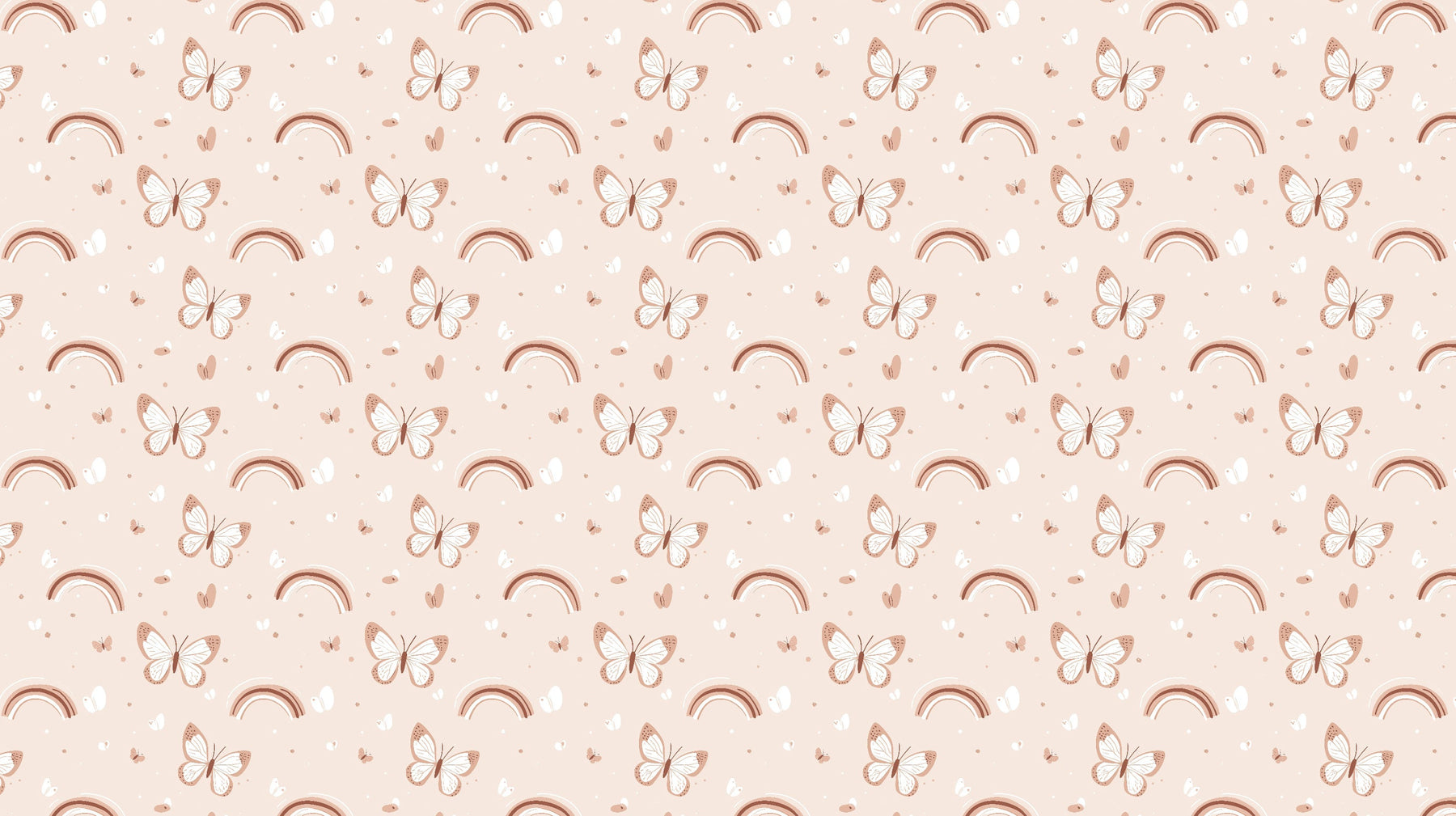 Detailed butterfly and rainbow mural wallpaper design pattern in pastel colors by Kids-Mundo