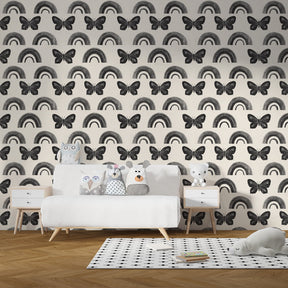 Dancing butterflies mural wallpaper creating magical children's playroom atmosphere by Kids-Mundo