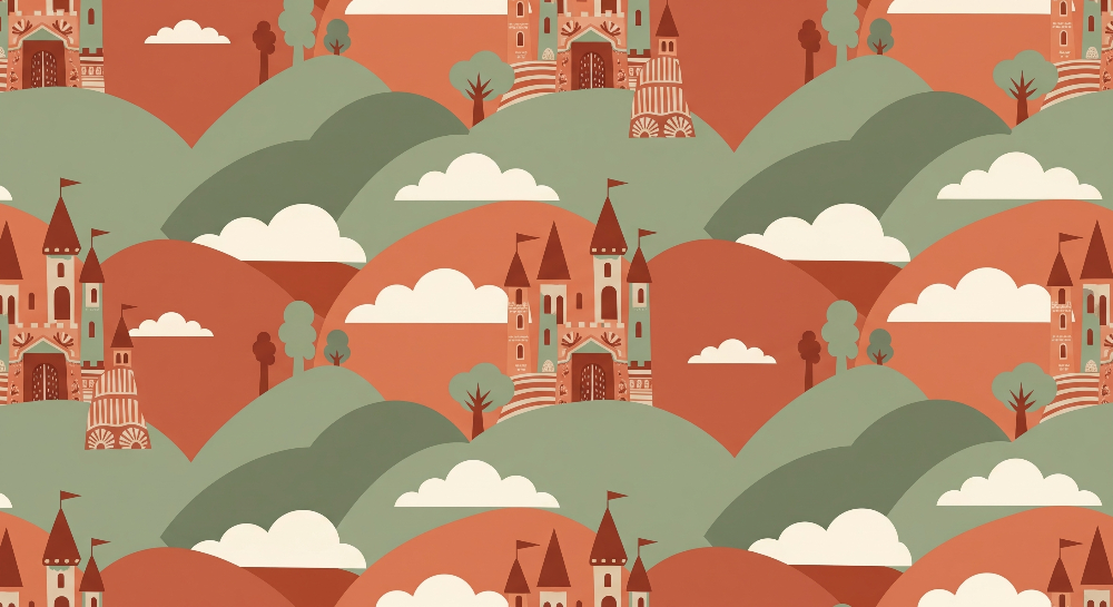 Castle Pattern on Rolling Hills Wall Mural