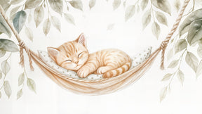 Detailed sleepy kitten in hammock mural wallpaper design pattern by Kids-Mundo