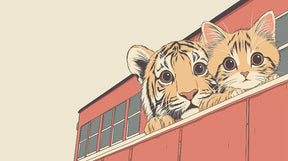 Detailed cat and tiger train mural wallpaper design pattern by Kids-Mundo