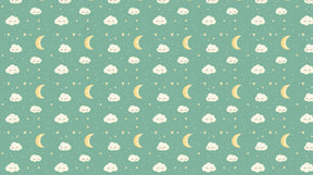 Detailed celestial clouds mural wallpaper design pattern with moon stars by Kids-Mundo