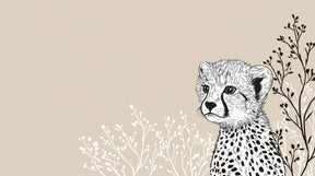 Detailed baby cheetah and floral mural wallpaper design pattern by Kids-Mundo