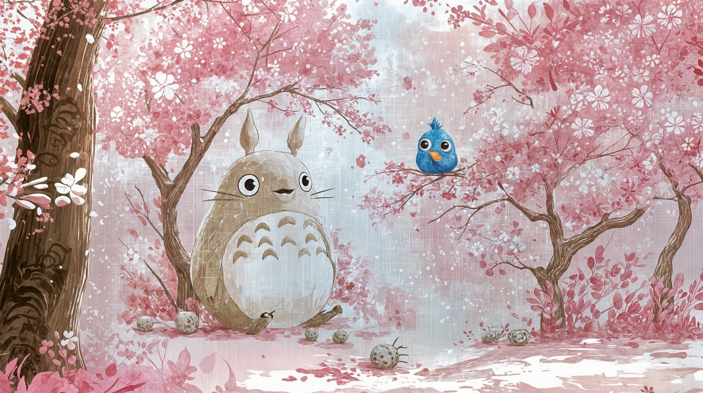 Detailed cherry blossom animated floral mural wallpaper design pattern by Kids-Mundo