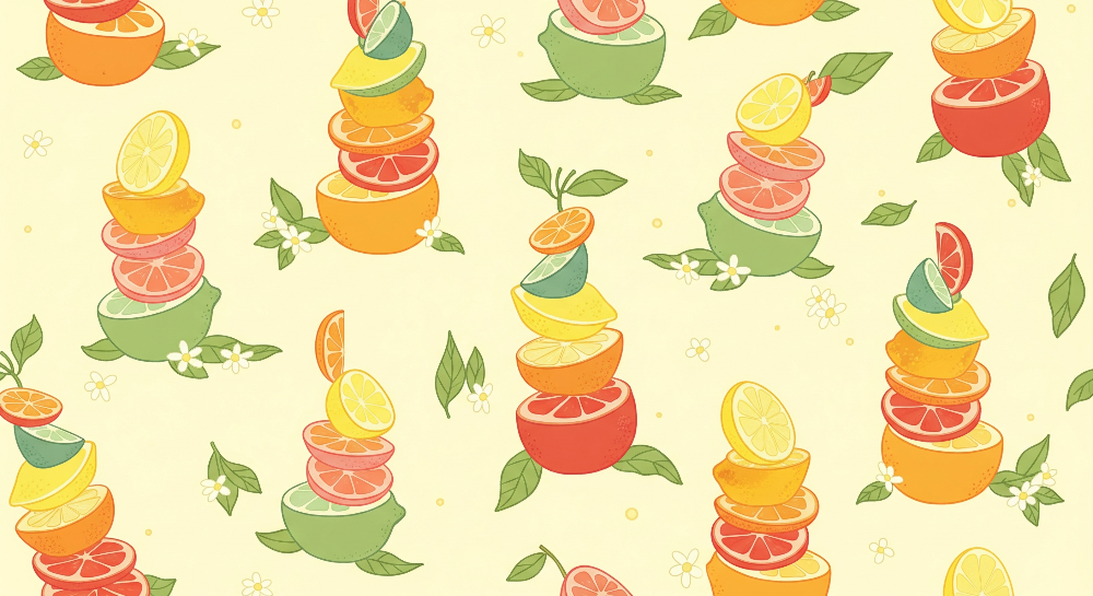 Stacked Citrus Fruit Pattern Wall Mural
