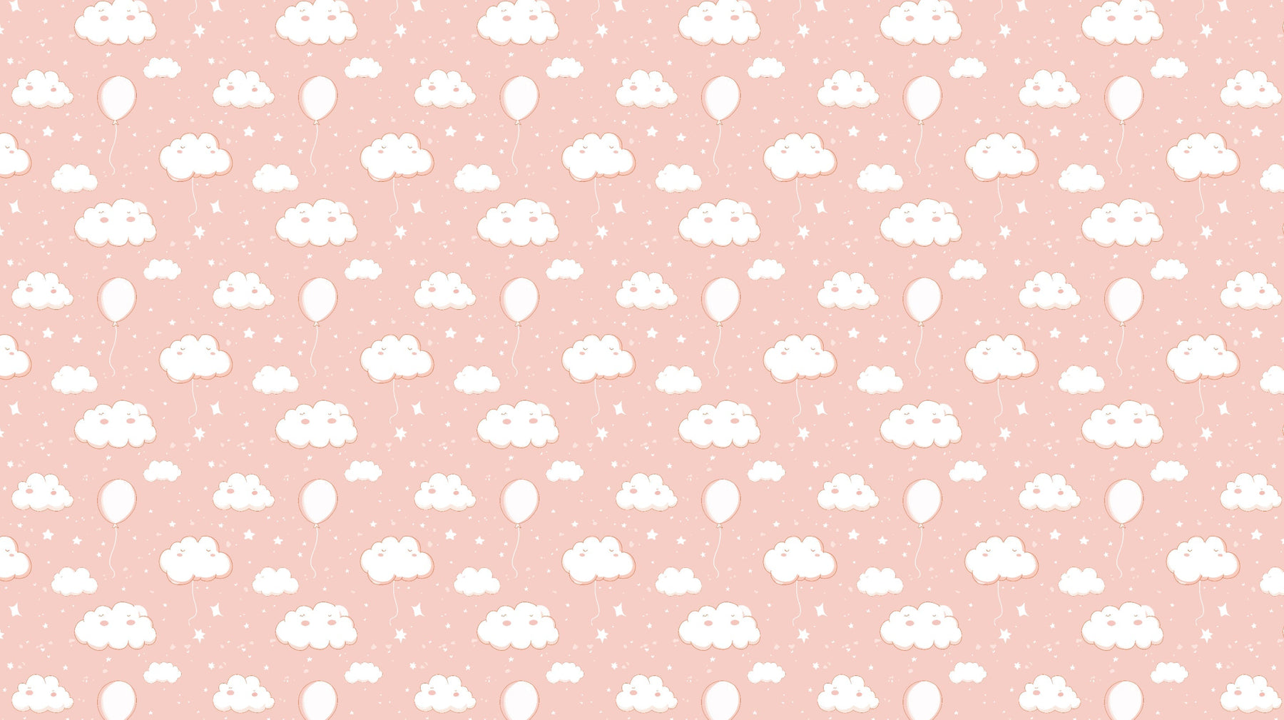 Detailed pink cloud balloon mural wallpaper design pattern with stars by Kids-Mundo