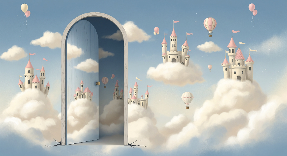 Fairytale Cloud Castles Doorway Wall Mural