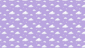 Detailed purple cloud mural wallpaper design pattern with white clouds and stars by Kids-Mundo