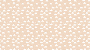 Detailed white clouds and stars mural wallpaper design pattern on beige background by Kids-Mundo