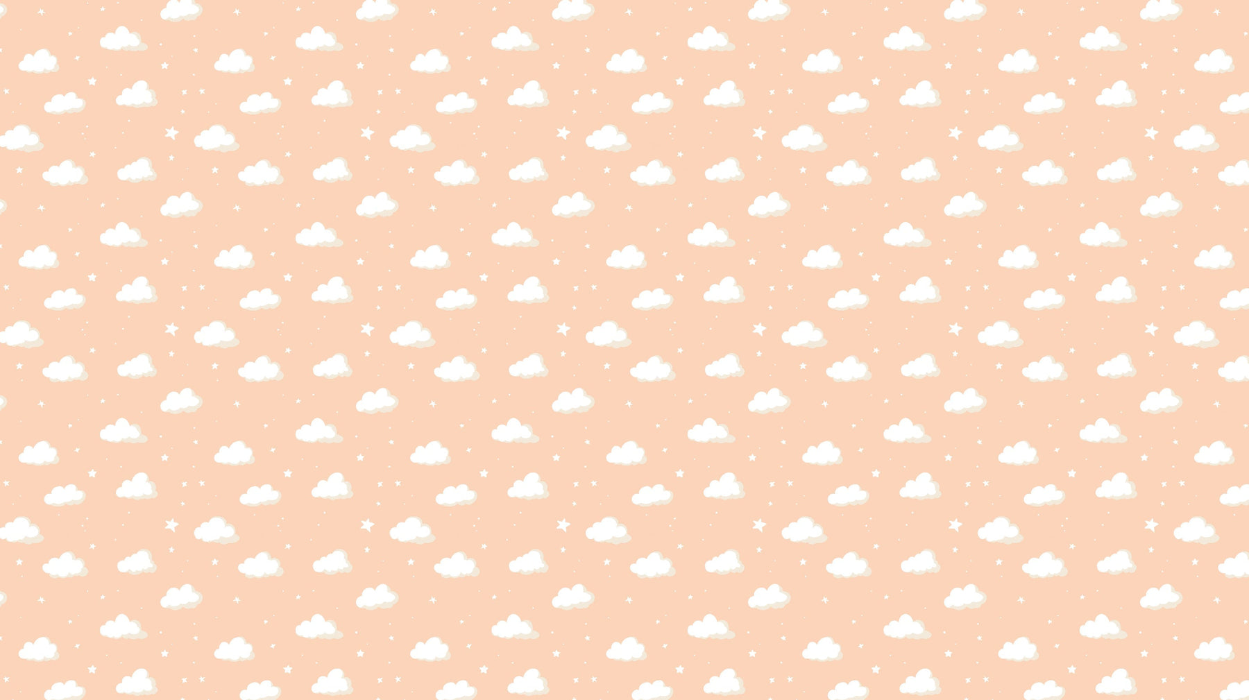 Detailed soft cloud mural wallpaper design pattern in peach pink tones by Kids-Mundo