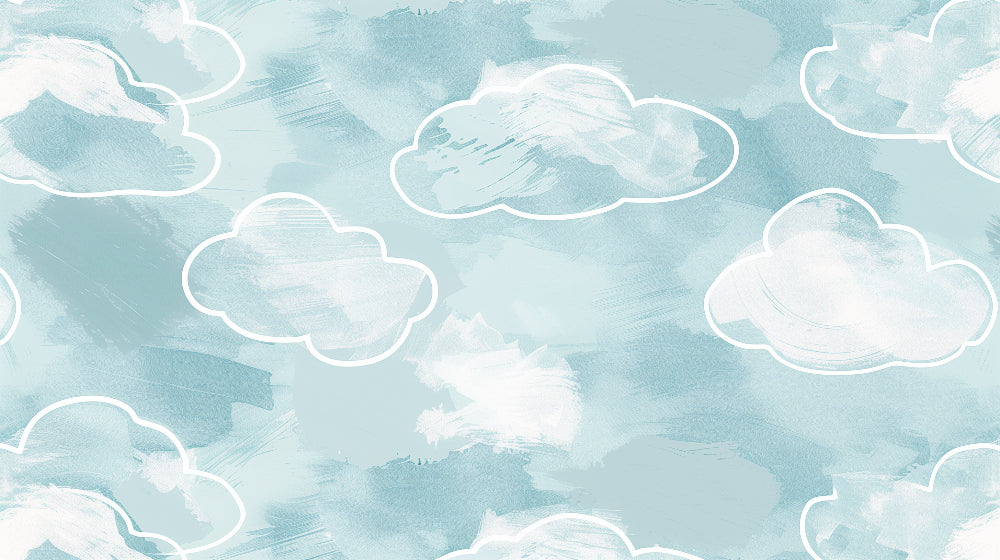 Detailed blue watercolor cloud mural wallpaper design pattern by Kids-Mundo