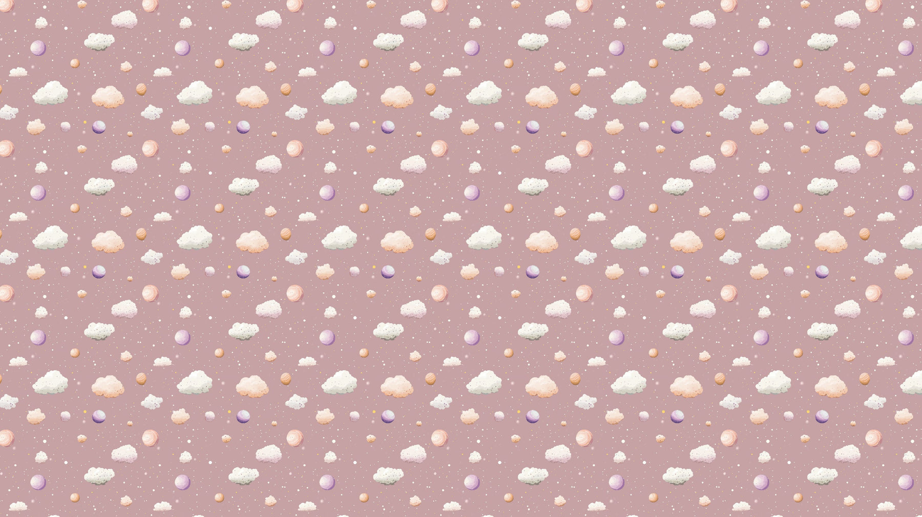 Detailed cloud sky mural wallpaper design pattern with pink background by Kids-Mundo