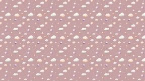 Detailed cloud sky mural wallpaper design pattern with pink background by Kids-Mundo