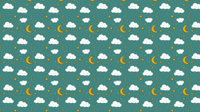 Detailed cloud sky mural wallpaper design pattern with stars and moon by Kids-Mundo