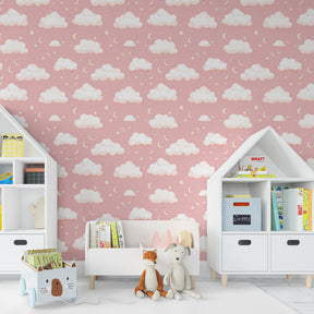 Cloud stars wallpaper with celestial theme for peaceful children's bedroom decor