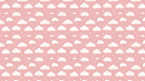 Detailed cloud stars mural wallpaper design pattern with pink background by Kids-Mundo