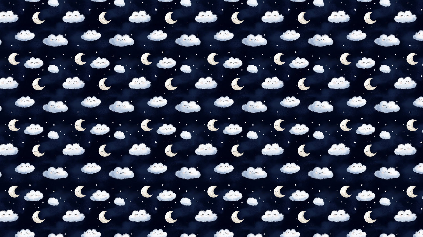 Detailed clouds and sleeping moons mural wallpaper design pattern by Kids-Mundo