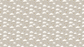 Detailed clouds and stars mural wallpaper design pattern with beige background by Kids-Mundo