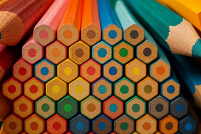 Detailed colored pencils hexagonal design pattern mural wallpaper by Kids-Mundo