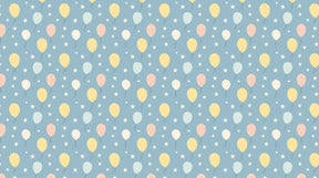 Detailed colorful balloons mural wallpaper design pattern with stars on blue background by Kids-Mundo