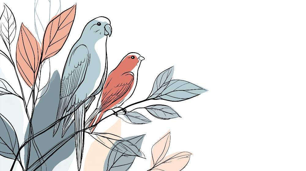Detailed colorful birds and foliage mural wallpaper design pattern by Kids-Mundo