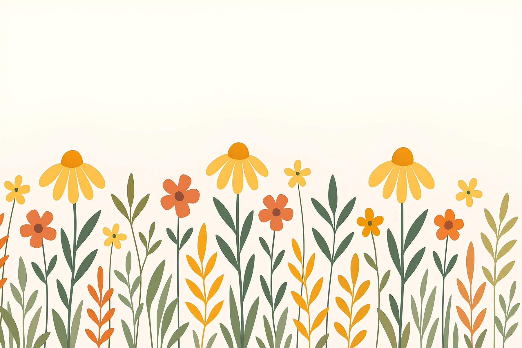 Detailed colorful flowers mural wallpaper design pattern with daisies by Kids-Mundo