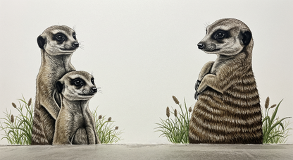 Kids-Mundo meerkat wall mural flat artwork showing detailed illustration in grass