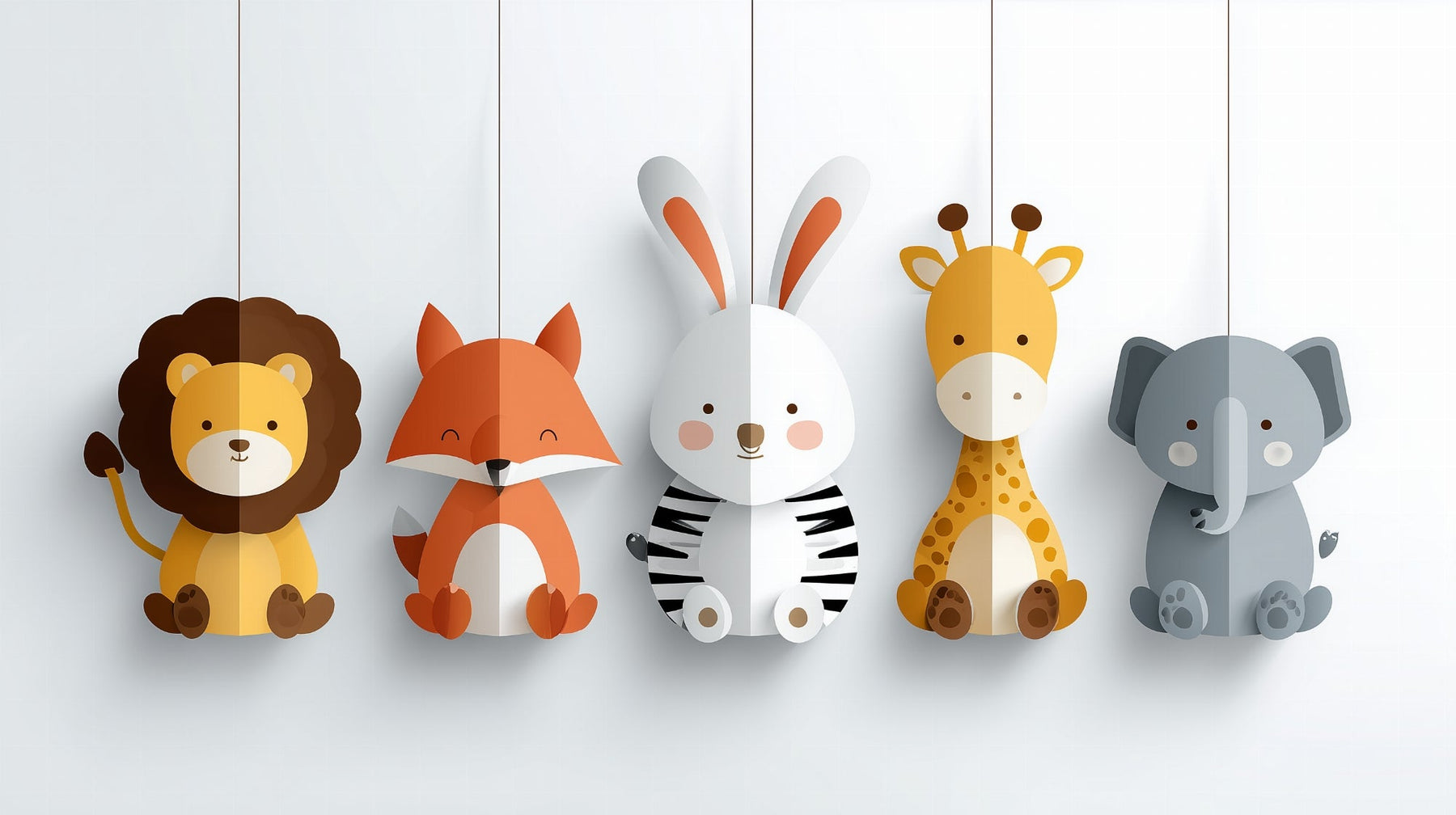 Detailed cute hanging animals mural wallpaper design pattern featuring safari creatures by Kids-Mundo