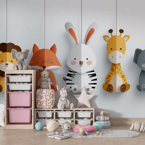 Hanging animals wall decor transforming children's playroom with gentle safari theme