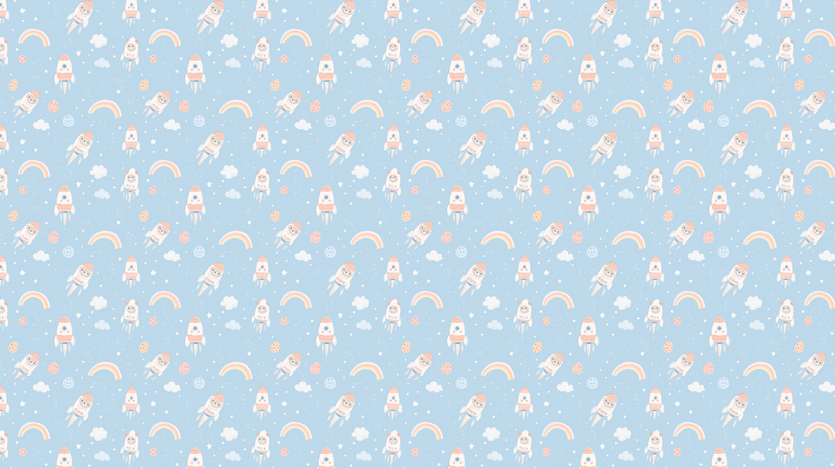 Cute Astronauts and Rainbows Pattern Wall Mural