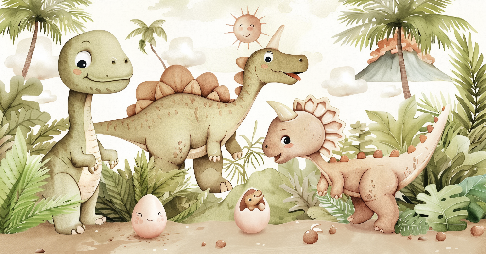 Cute Dinosaur Jungle Wall Mural
