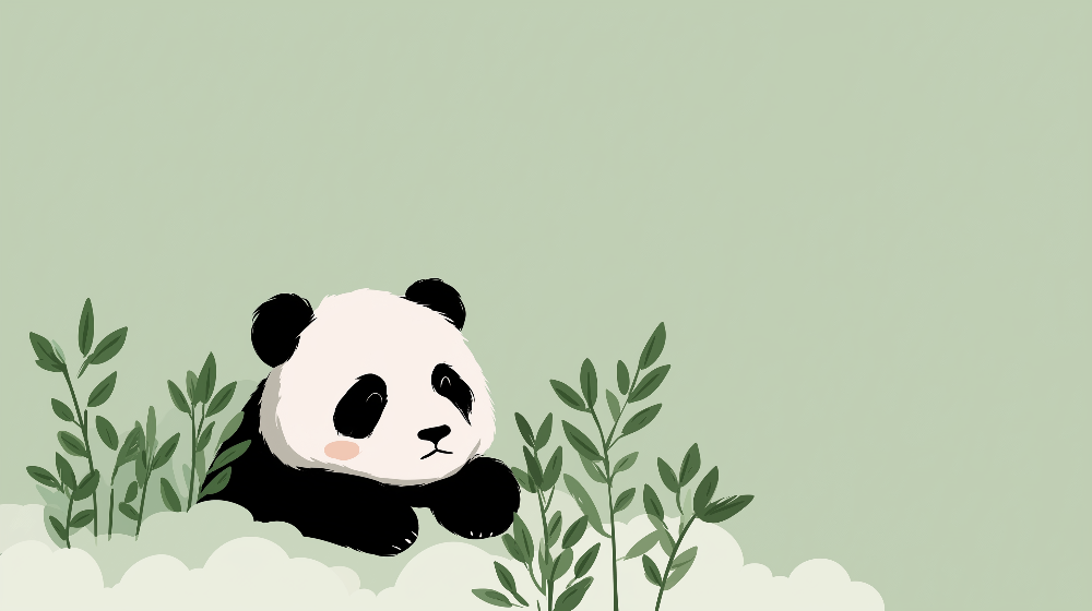 Cute Panda Peeking Through Leaves Wall Mural