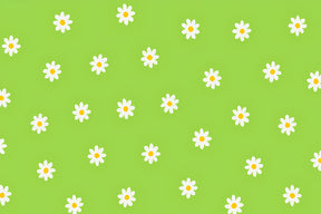 Detailed white daisy flowers on green background mural wallpaper design pattern by Kids-Mundo