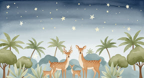 Detailed deer family under stars mural wallpaper design pattern by Kids-Mundo