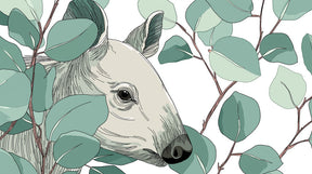 Detailed deer and foliage mural wallpaper design pattern with woodland theme by Kids-Mundo
