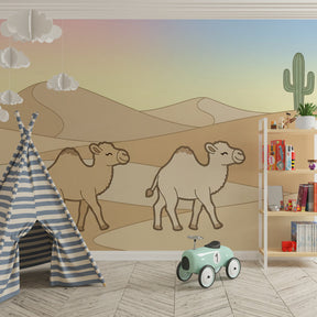 Desert animal mural wallpaper transforming kids playroom into adventure zone by Kids-Mundo