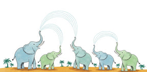 Detailed desert elephants and palm trees mural wallpaper design pattern by Kids-Mundo