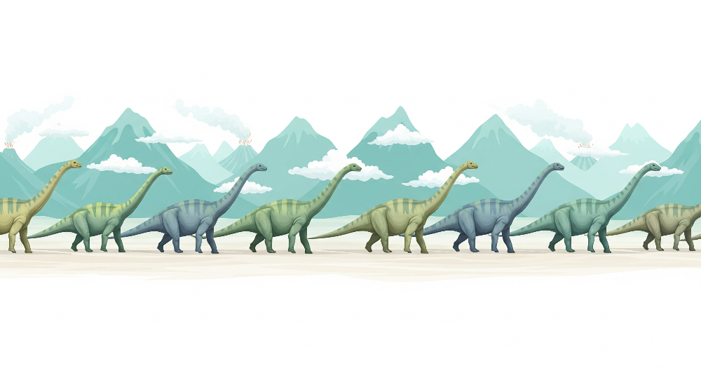Dinosaur Herd in the Misty Mountains Wall Mural