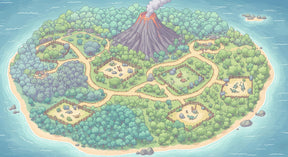 Detailed dinosaur island with volcano mural wallpaper design pattern by Kids-Mundo