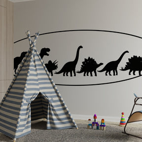 Black and white dinosaur mural wallpaper transforming modern kids bedroom space
