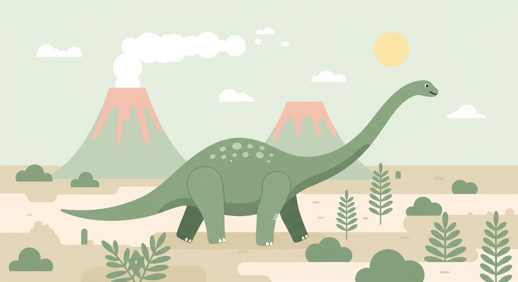 Detailed dinosaur mural wallpaper design pattern showing prehistoric landscape by Kids-Mundo