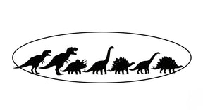 Detailed black dinosaur silhouettes mural wallpaper design pattern by Kids-Mundo