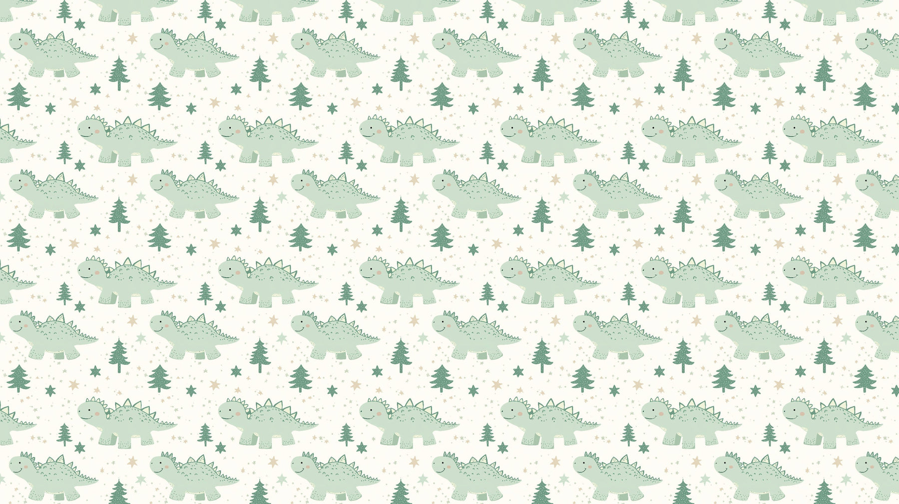 Detailed cute dinosaur and pine tree mural wallpaper design pattern by Kids-Mundo