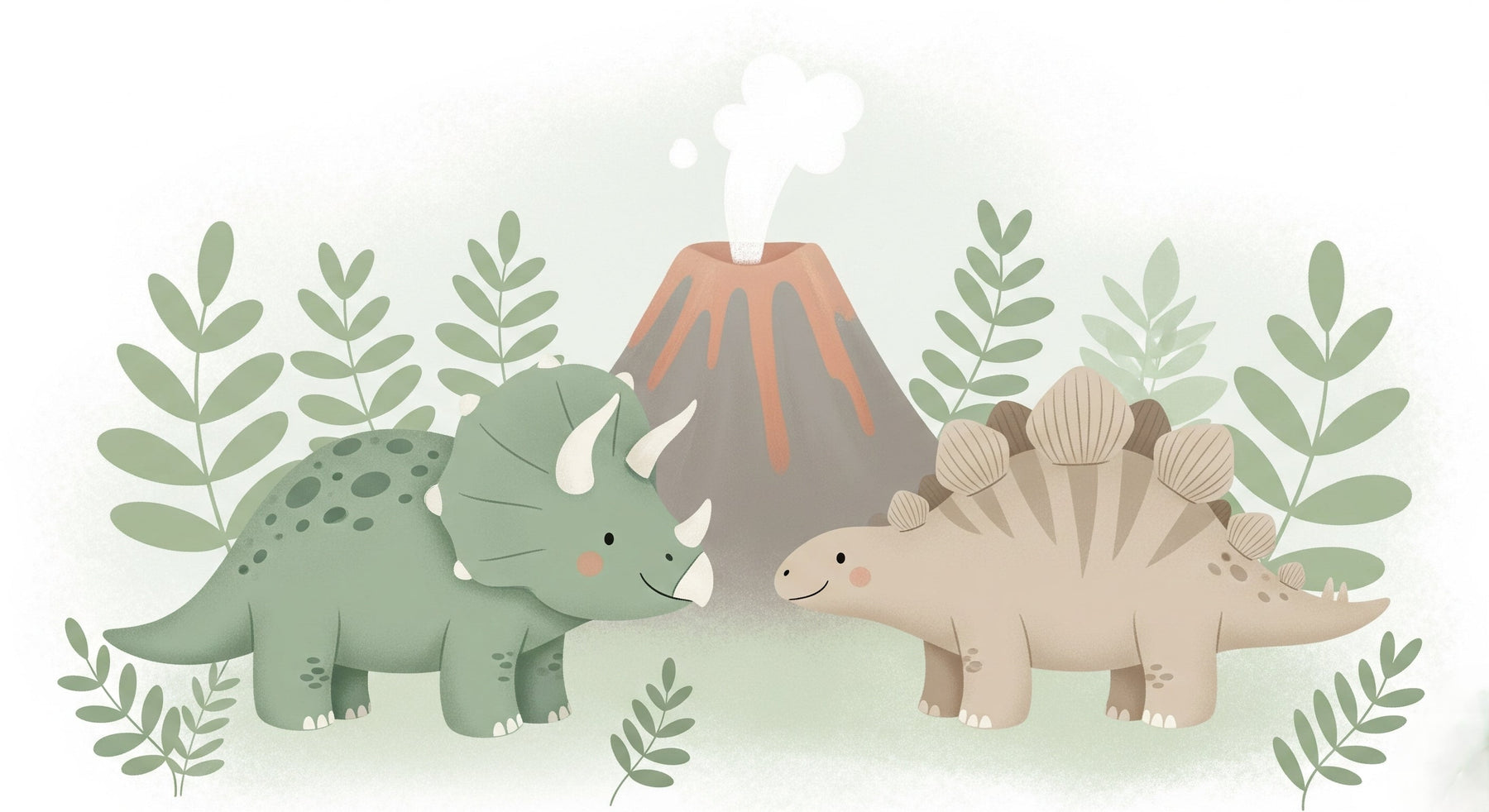 Detailed dinosaur and volcano mural wallpaper design pattern by Kids-Mundo