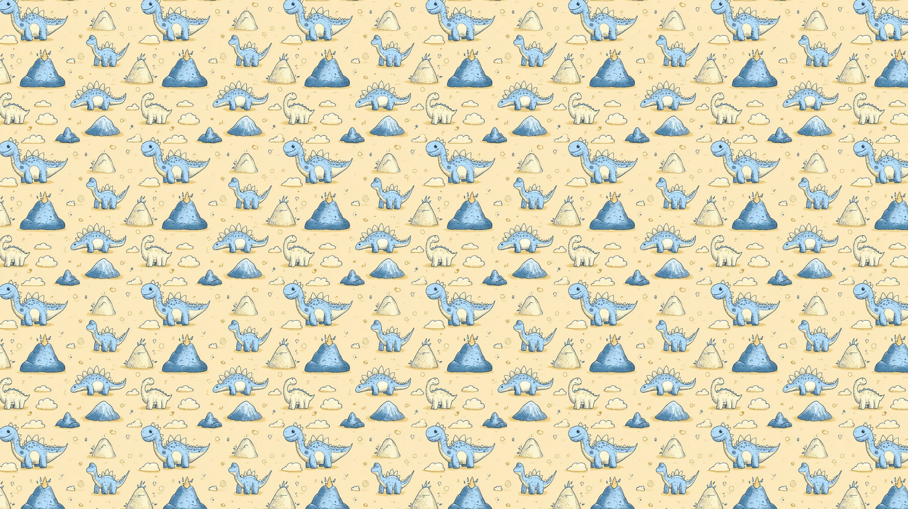 Detailed happy dinosaur mural wallpaper design pattern with pastel background by Kids-Mundo